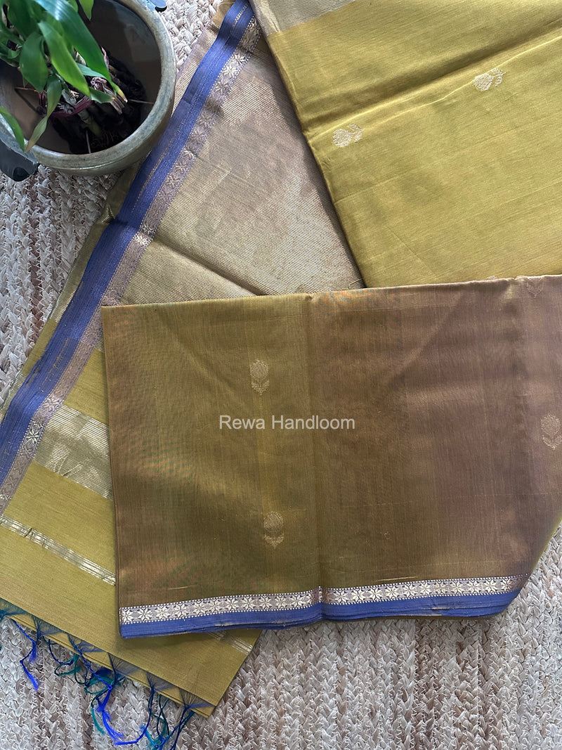 Maheshwari Mustard Yellow Shaded Lotus Butta Saree LMBS05