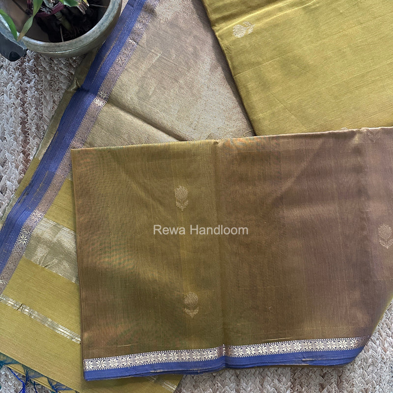 Maheshwari Mustard Yellow Shaded Lotus Butta Saree LMBS05