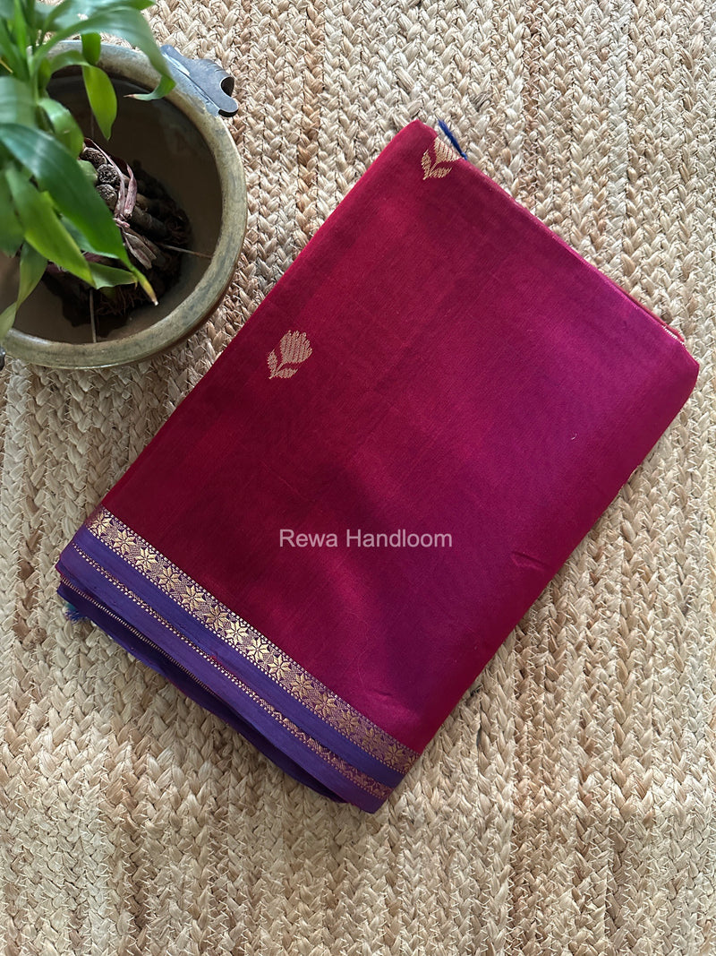 Maheshwari Magenta Shaded Lotus Butta Saree LMBS04