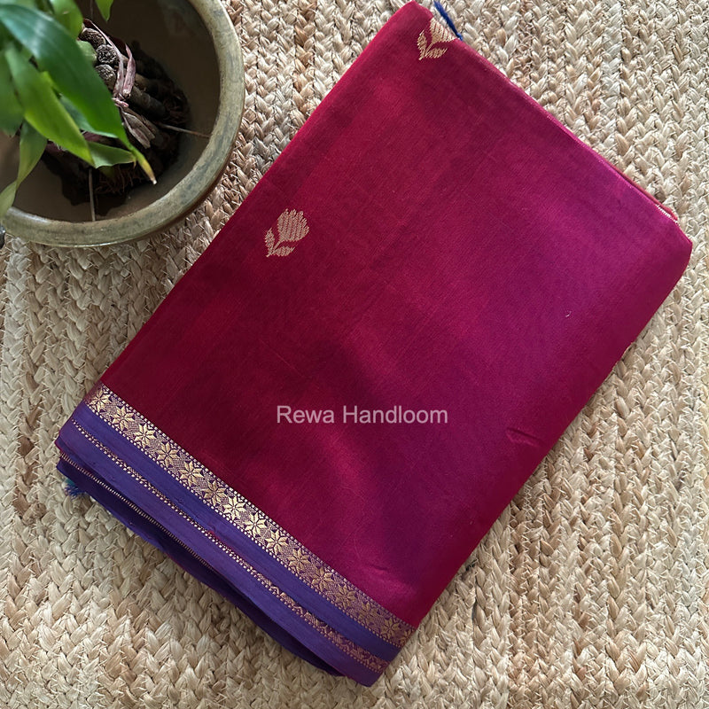 Maheshwari Magenta Shaded Lotus Butta Saree LMBS04