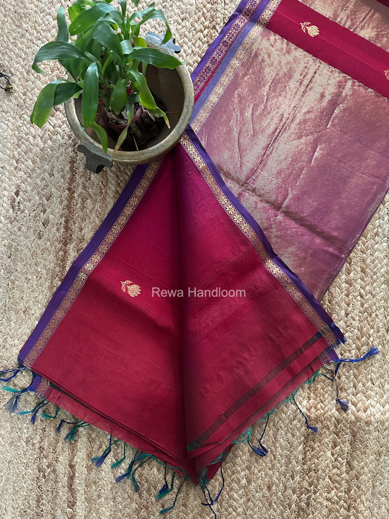 Maheshwari Magenta Shaded Lotus Butta Saree LMBS04