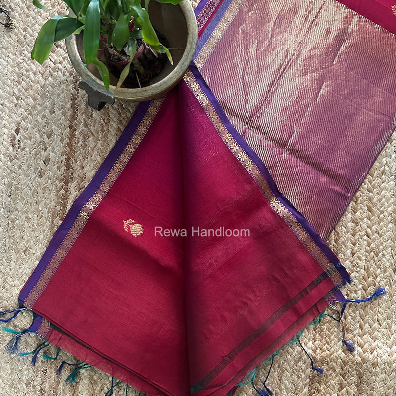 Maheshwari Magenta Shaded Lotus Butta Saree LMBS04