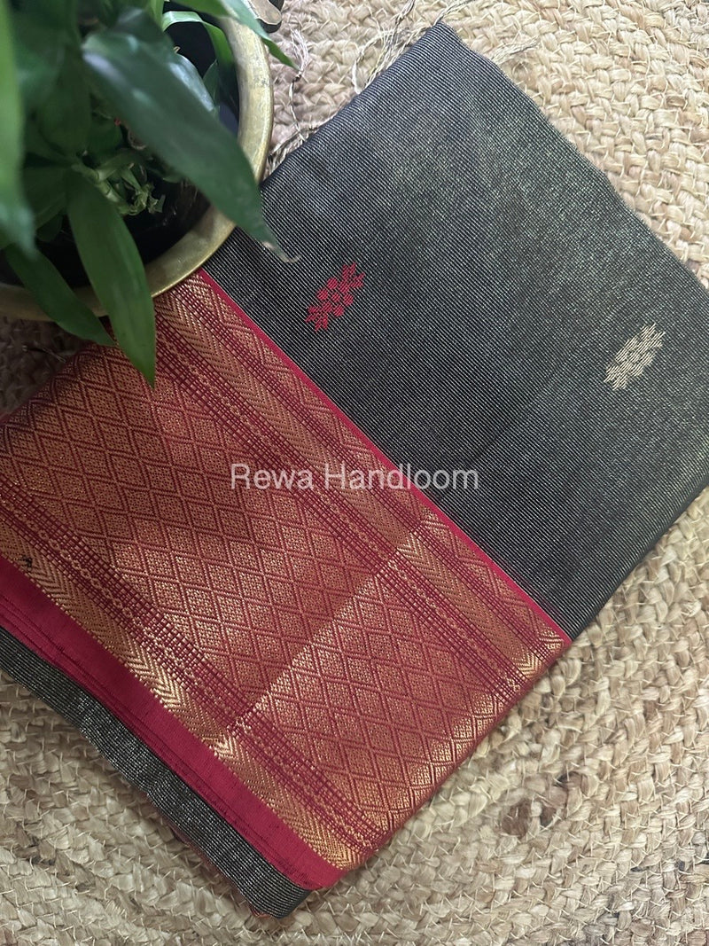 Maheshwari Black Tissue Rich Pallu Saree THP014