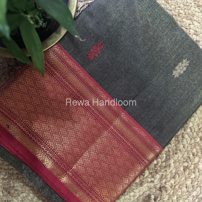 Maheshwari Black Tissue Rich Pallu Saree THP014