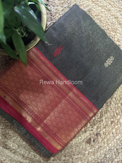 Maheshwari Black Tissue Rich Pallu Saree THP014