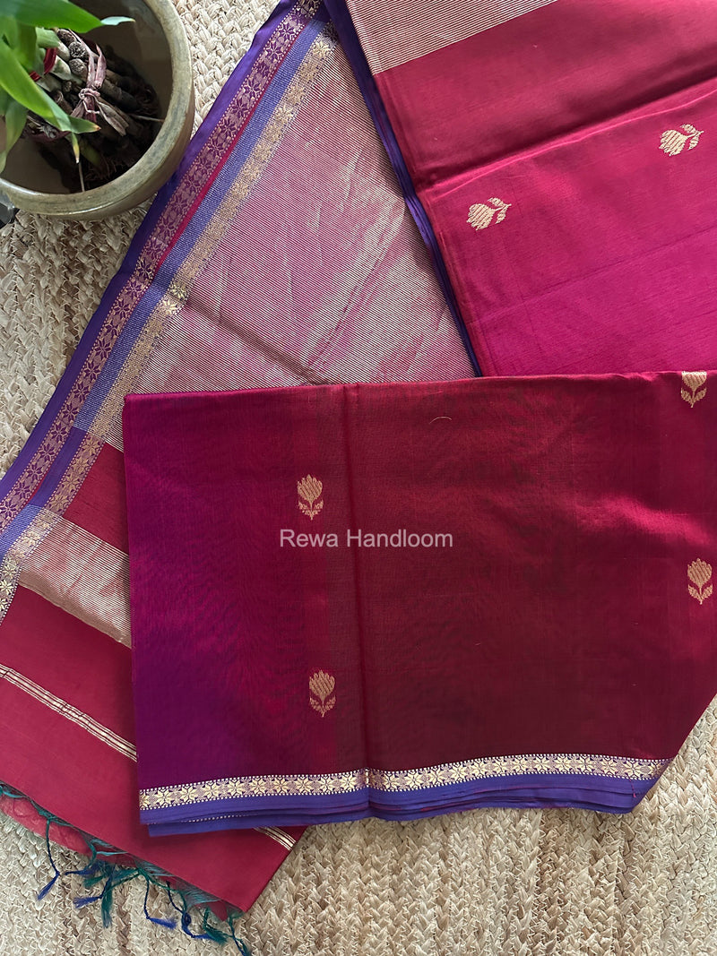 Maheshwari Magenta Shaded Lotus Butta Saree LMBS04