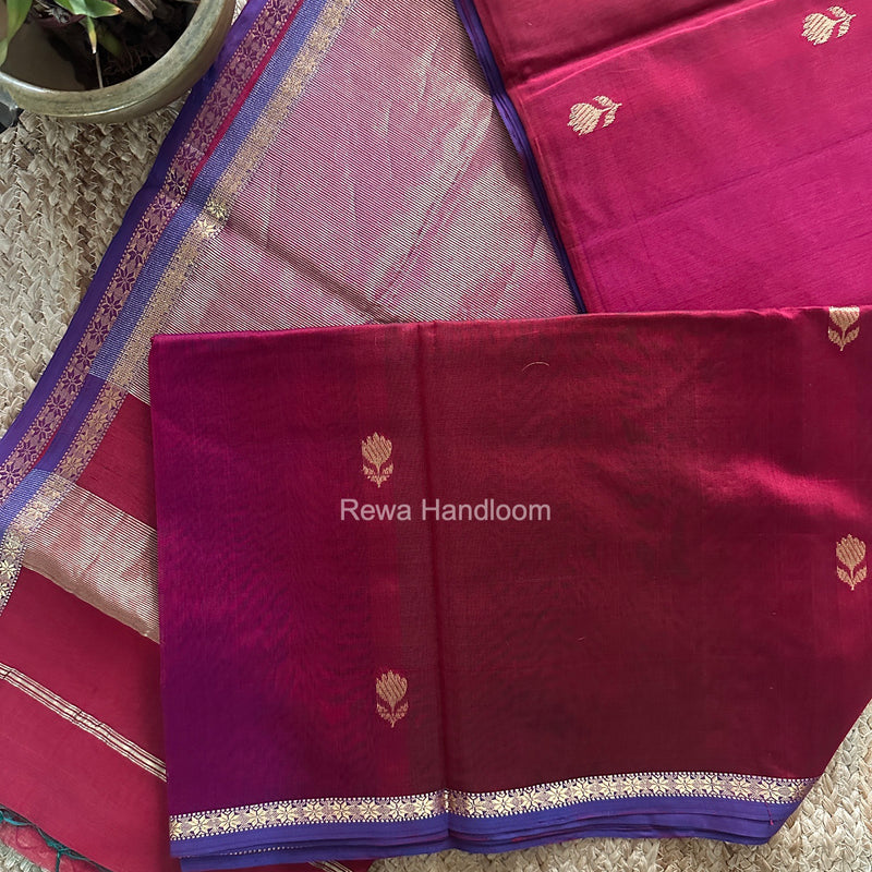 Maheshwari Magenta Shaded Lotus Butta Saree LMBS04