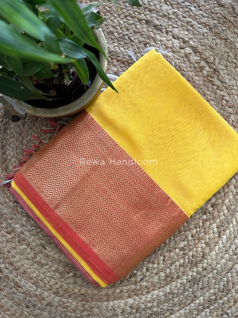 Maheshwari Yellow Zari Skirt Saree ZS027