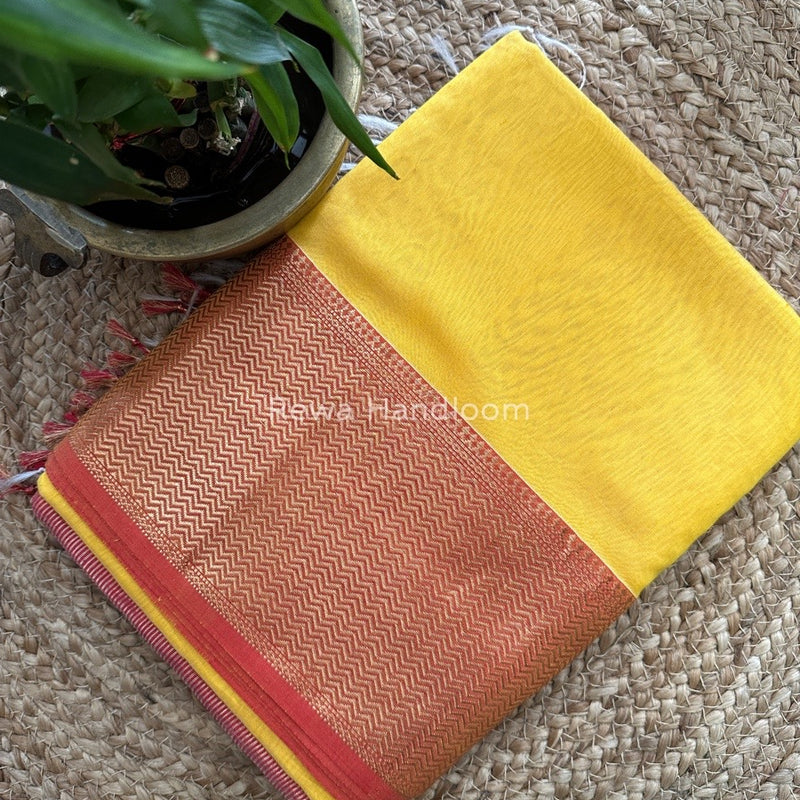 Maheshwari Yellow Zari Skirt Saree ZS027