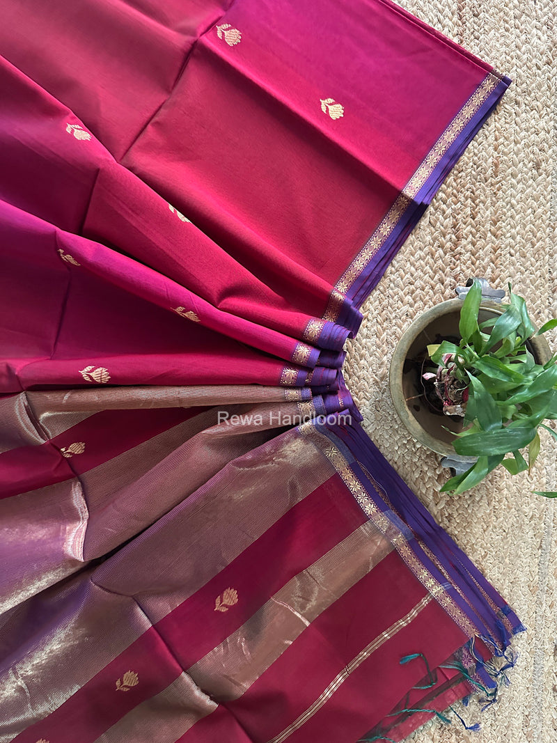 Maheshwari Magenta Shaded Lotus Butta Saree LMBS04
