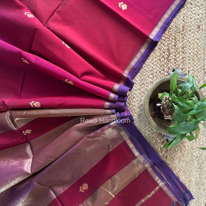 Maheshwari Magenta Shaded Lotus Butta Saree LMBS04