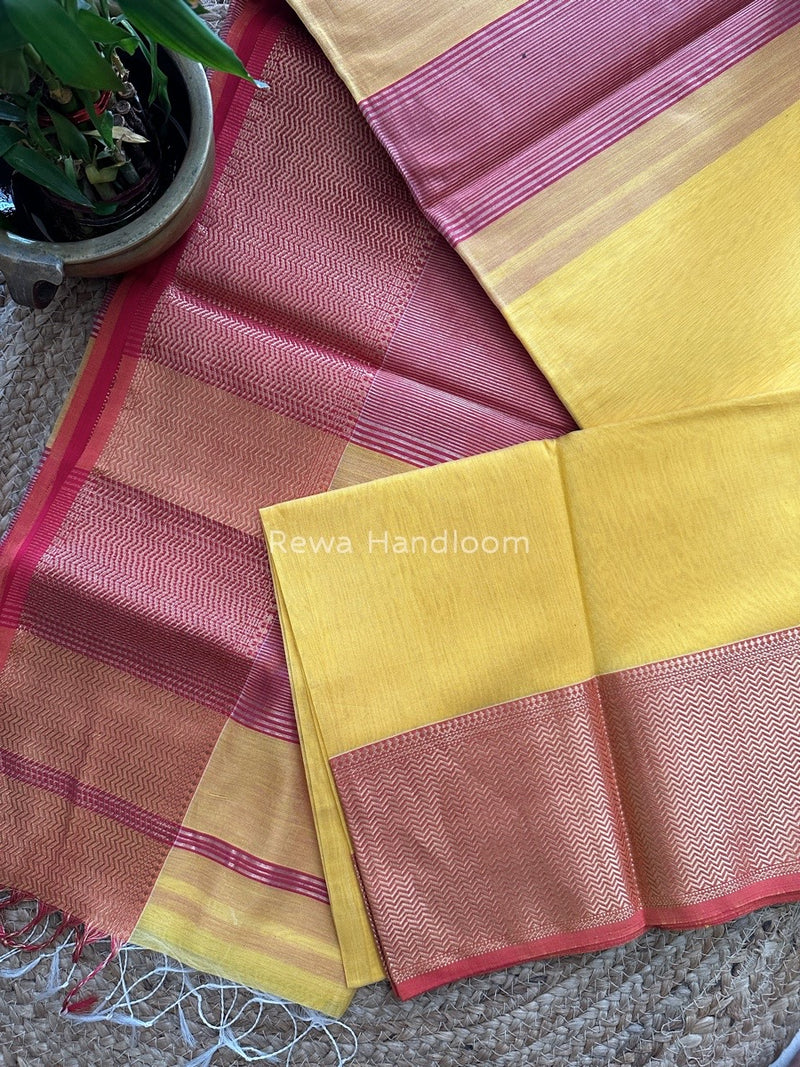 Maheshwari Yellow Zari Skirt Saree ZS027