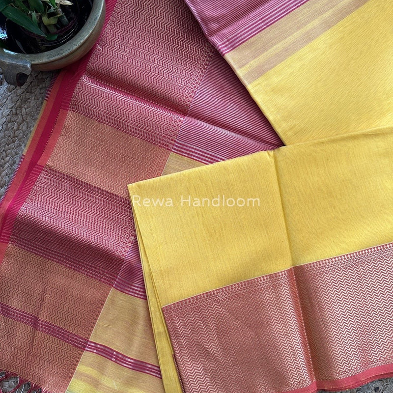 Maheshwari Yellow Zari Skirt Saree ZS027