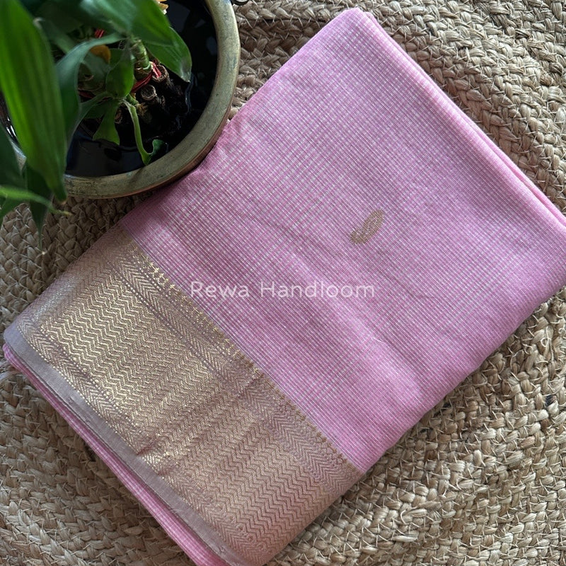 Maheshwari Baby Pink Tissue Butti Saree TKB01