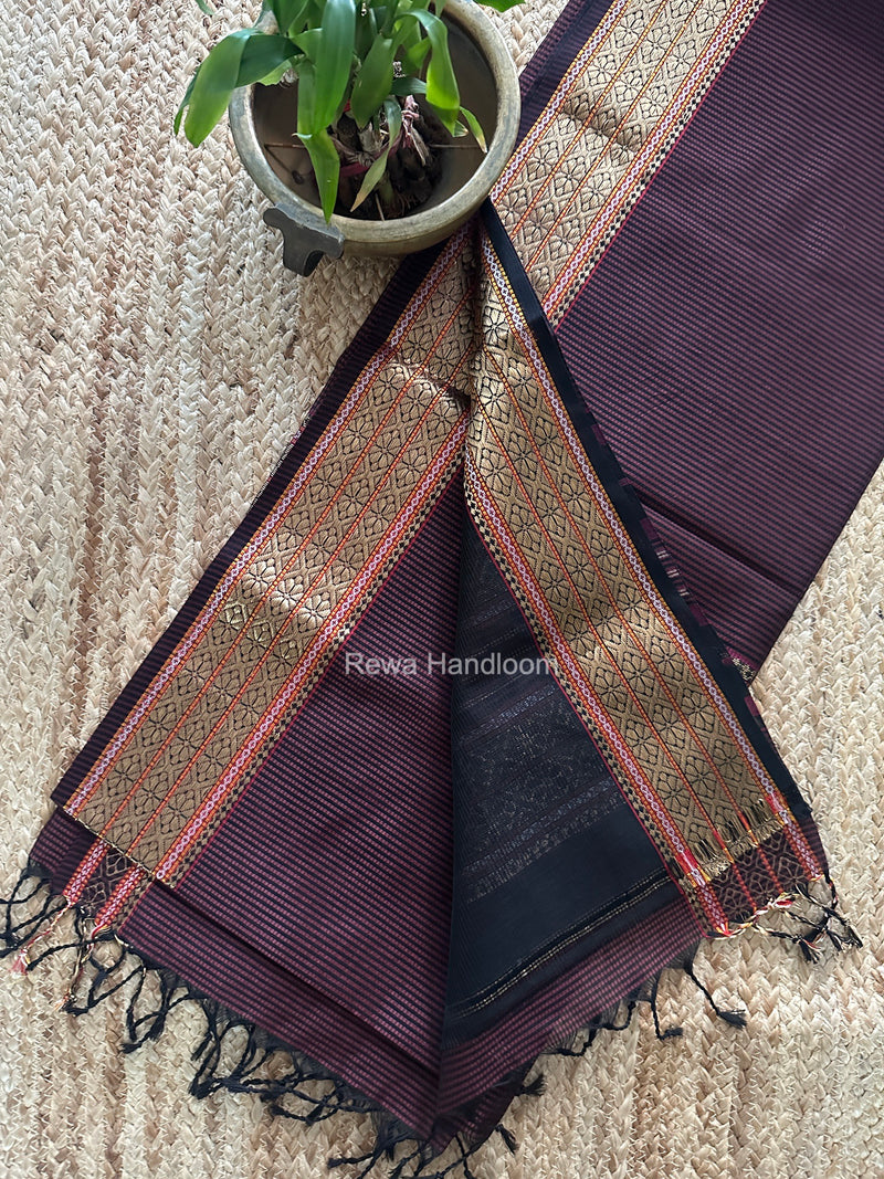 Maheshwari Maroon Garbha Reshami Rich Pallu Silk Saree GRS019