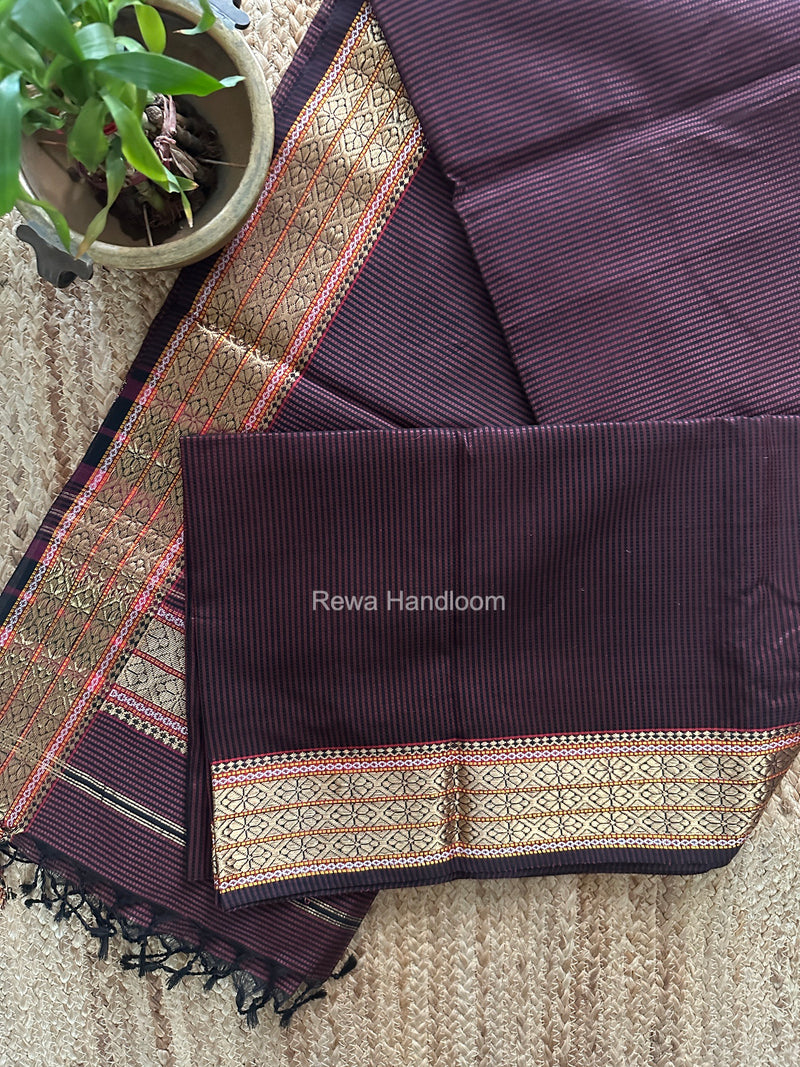 Maheshwari Maroon Garbha Reshami Rich Pallu Silk Saree GRS019