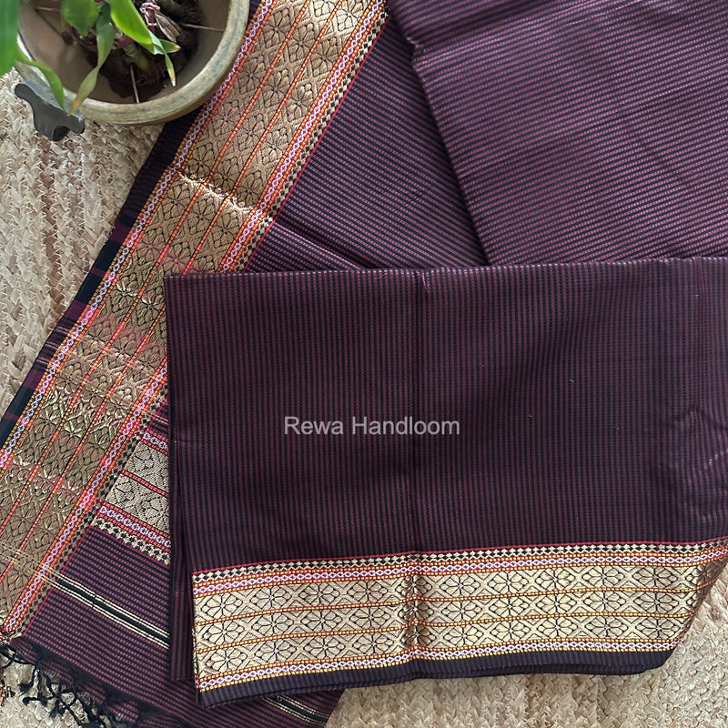 Maheshwari Maroon Garbha Reshami Rich Pallu Silk Saree GRS019