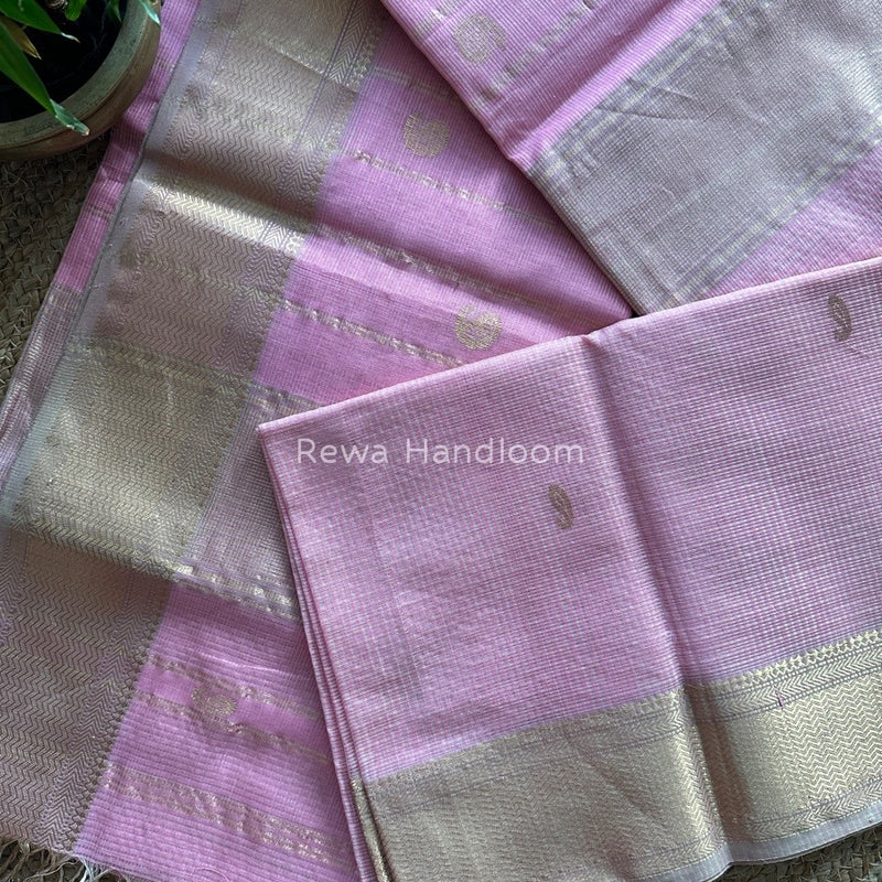 Maheshwari Baby Pink Tissue Butti Saree TKB01