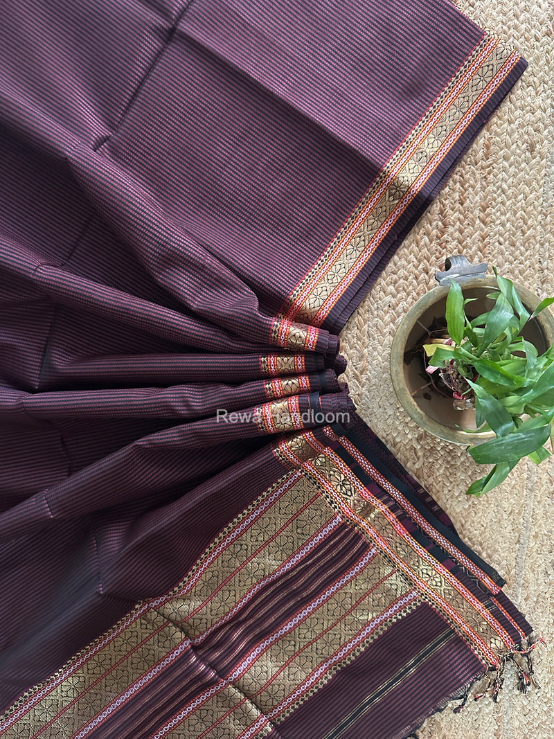 Maheshwari Maroon Garbha Reshami Rich Pallu Silk Saree GRS019