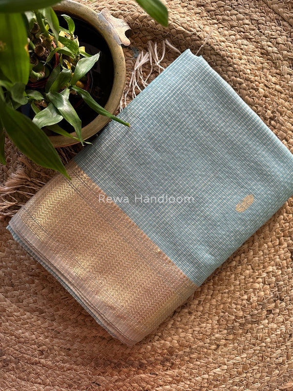 Maheshwari Light Sky Blue Tissue Butti Saree TKB012