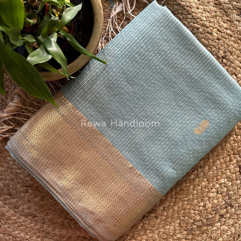 Maheshwari Light Sky Blue Tissue Butti Saree TKB012