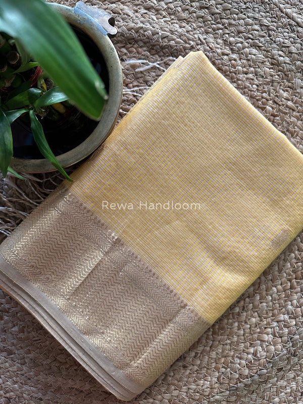 Maheshwari Yellow Tissue Butti Saree TKB011