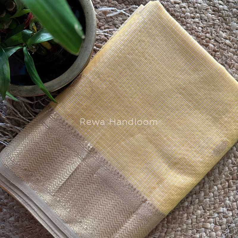 Maheshwari Yellow Tissue Butti Saree TKB011