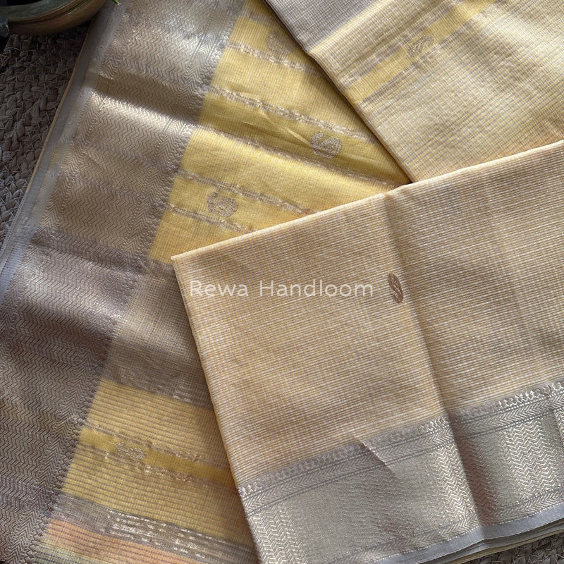 Maheshwari Yellow Tissue Butti Saree TKB011