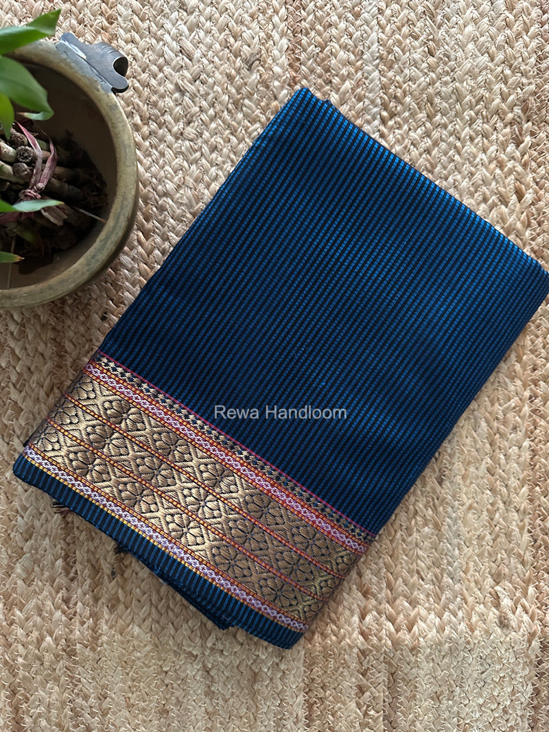 Maheshwari Blue Garbha Reshami Rich Pallu Silk Saree GRS021