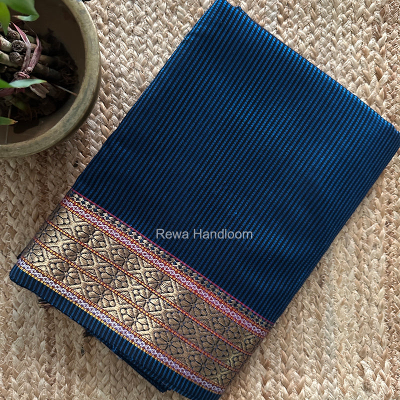 Maheshwari Blue Garbha Reshami Rich Pallu Silk Saree GRS021