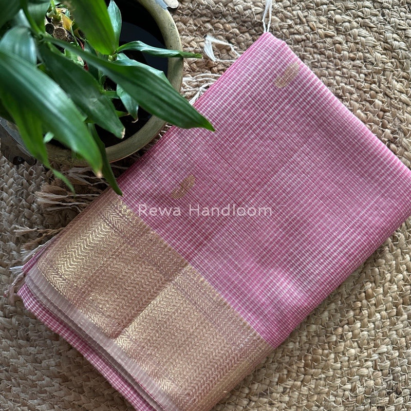 Maheshwari Pink Tissue Butti Saree TKB010