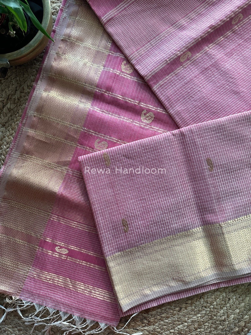 Maheshwari Pink Tissue Butti Saree TKB010