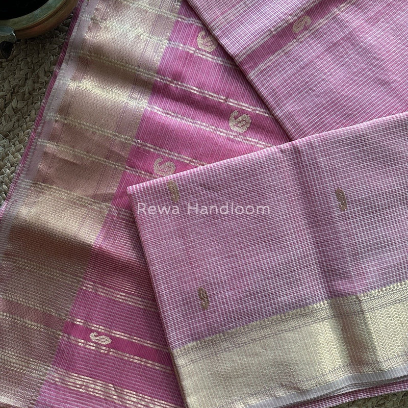 Maheshwari Pink Tissue Butti Saree TKB010