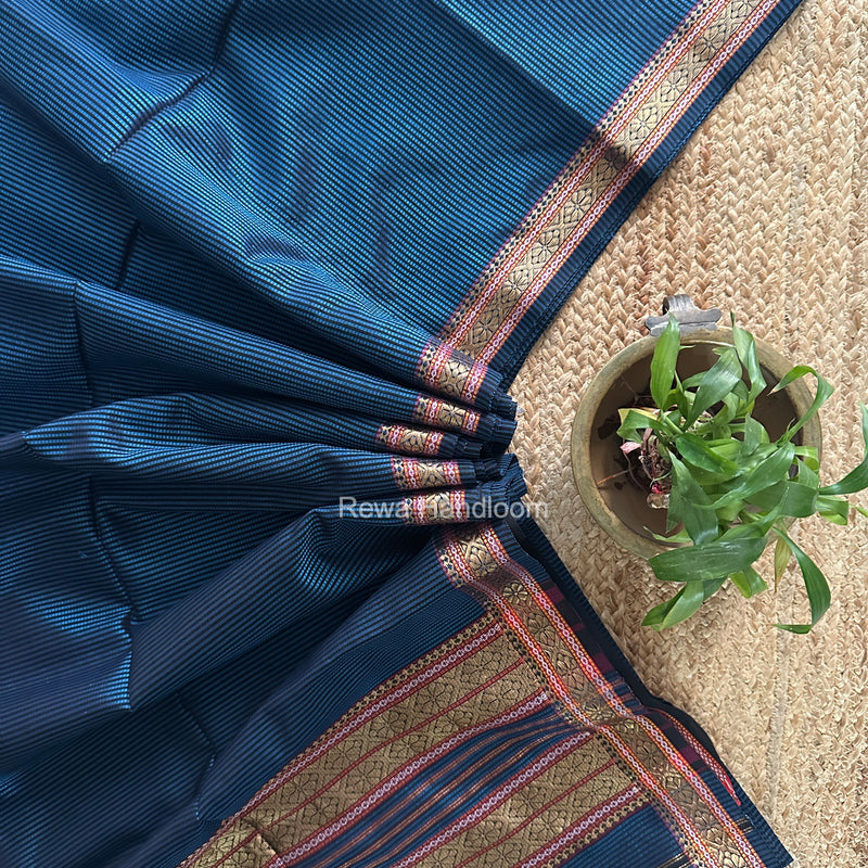 Maheshwari Blue Garbha Reshami Rich Pallu Silk Saree GRS021