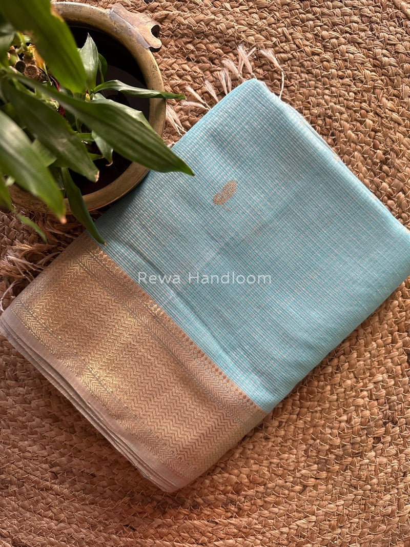Maheshwari Sky blue Tissue Butti Saree TKB09
