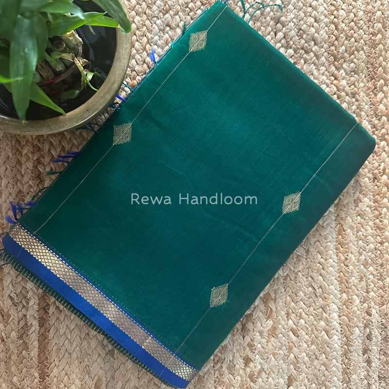 Green Zari Butti Maheshwari Saree SBS052