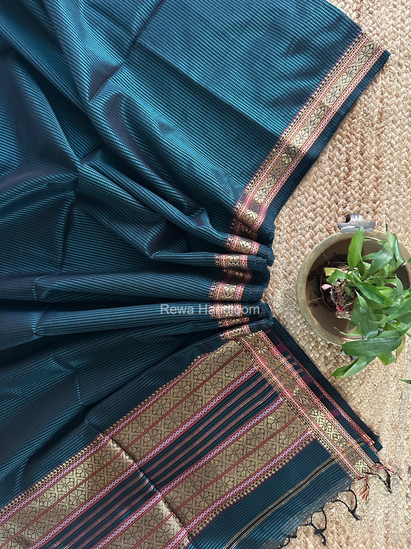 Maheshwari Rama Green Garbha Reshami Rich Pallu Silk Saree GRS017