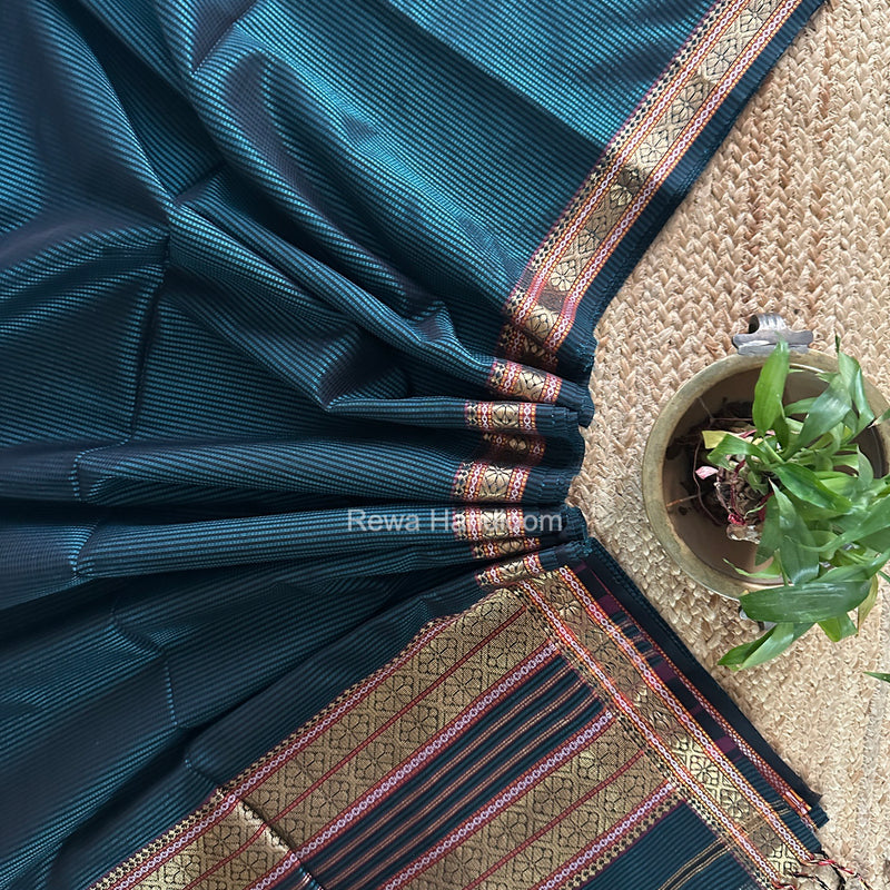 Maheshwari Rama Green Garbha Reshami Rich Pallu Silk Saree GRS017