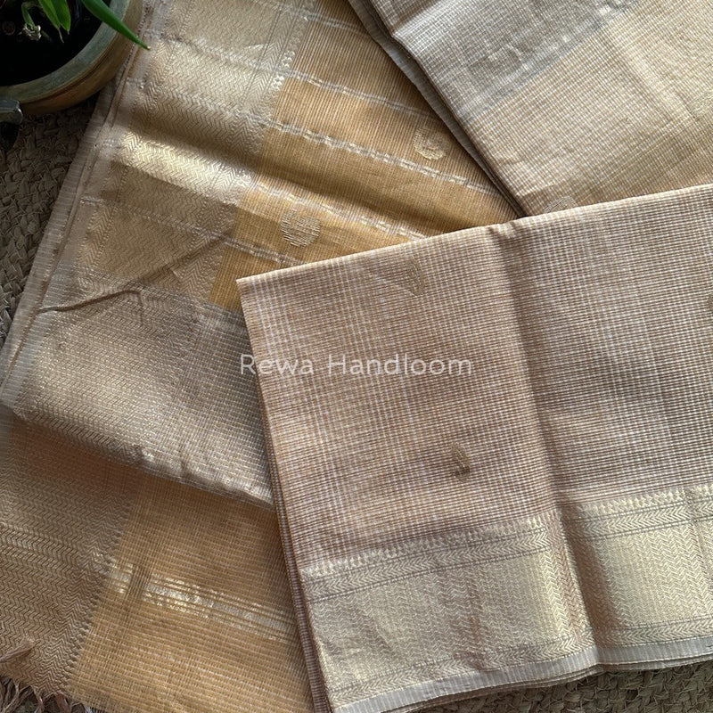Maheshwari Mustard Yellow Tissue Butti Saree TKB07
