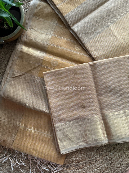Maheshwari Mustard Yellow Tissue Butti Saree TKB07