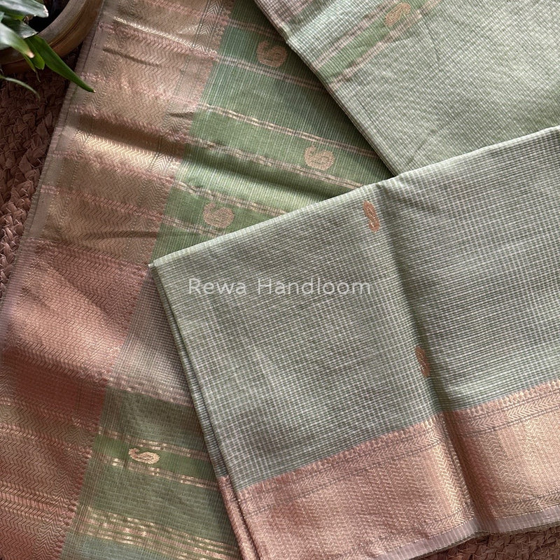 Maheshwari Light GreenTissue Butti Saree TKB06