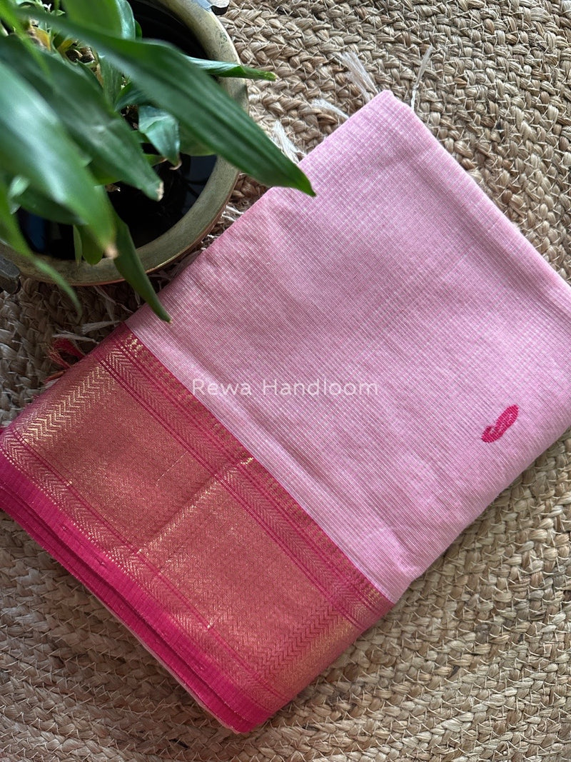Maheshwari Baby Pink Tissue Butti Saree TKB04