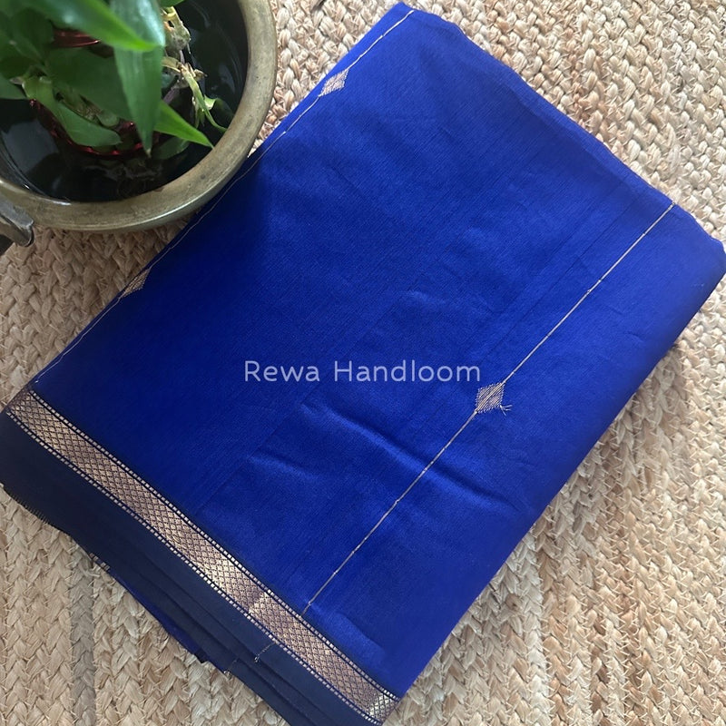 Blue Zari Butti Maheshwari Saree SBS055