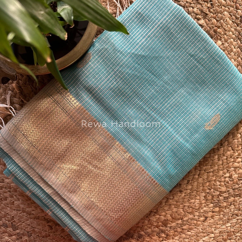 Maheshwari Firozi Tissue Butti Saree TKB05