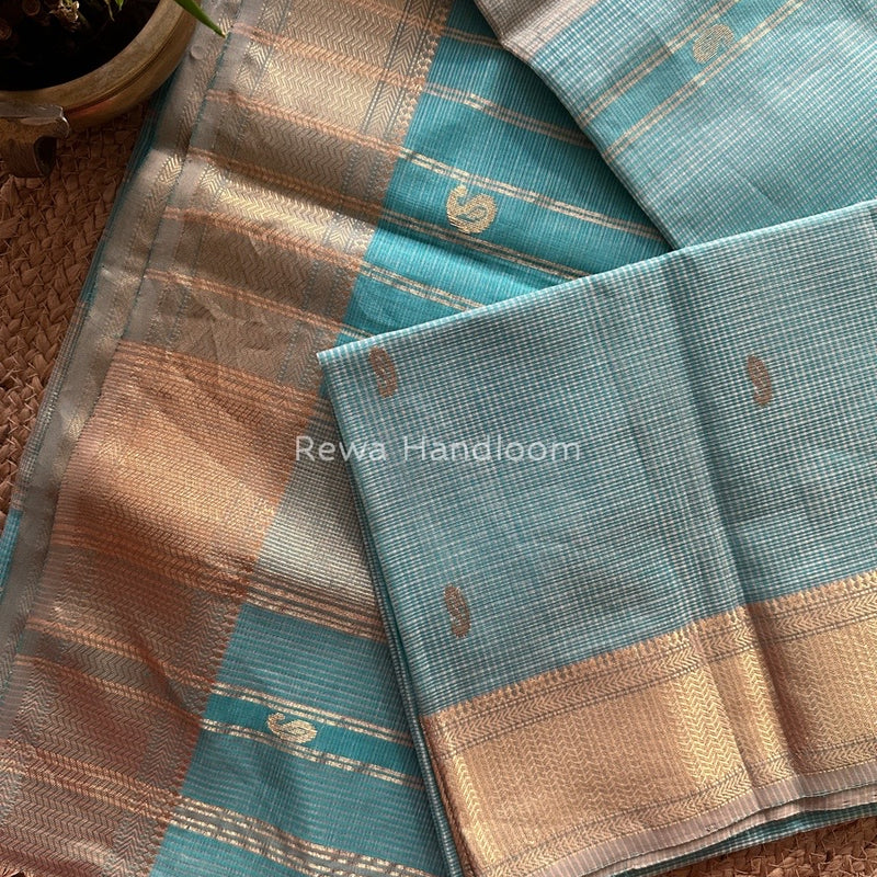 Maheshwari Firozi Tissue Butti Saree TKB05