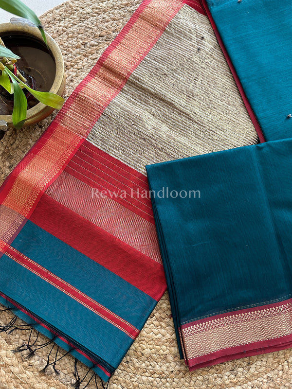 Maheshwari German Blue Rewa Border Saree GP12