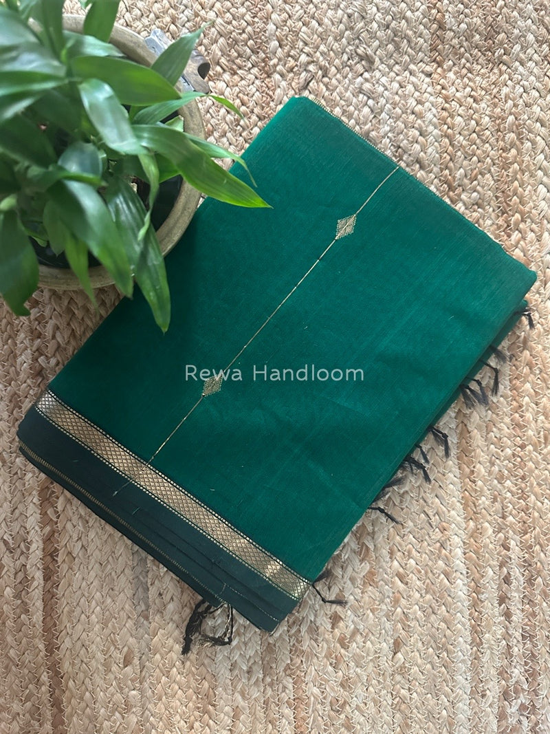 Green Zari Butti Maheshwari Saree SBS057