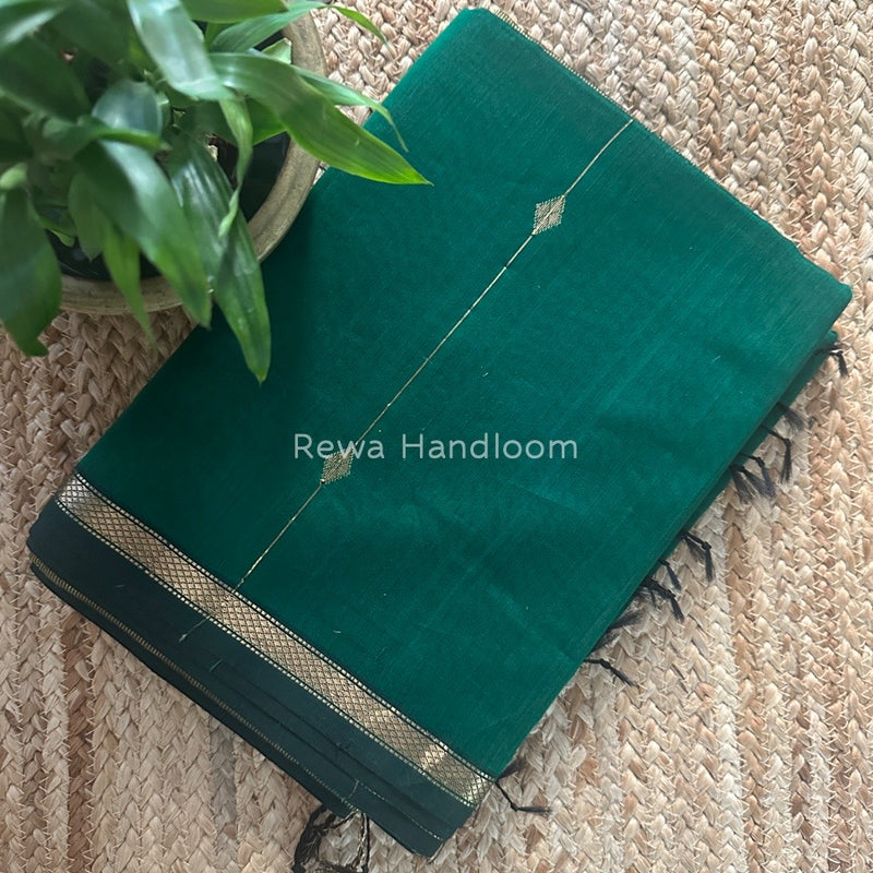Green Zari Butti Maheshwari Saree SBS057