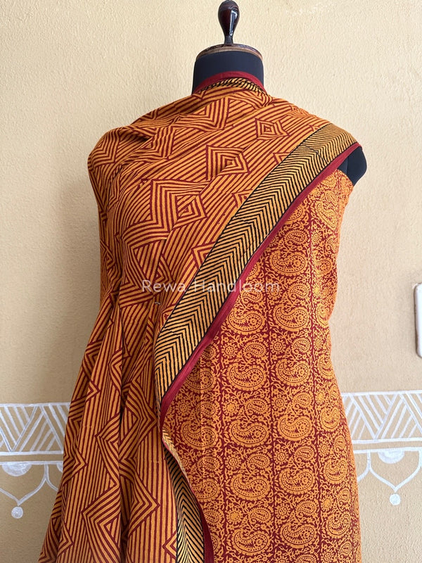 Mustard Yellow Bagh Print Cotton Suit BCSP079
