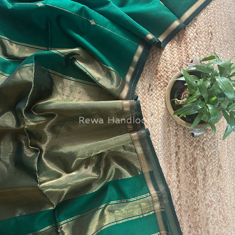 Green Zari Butti Maheshwari Saree SBS057